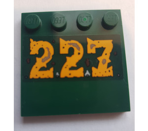 LEGO Dark Green Tile 4 x 4 with Studs on Edge with 227 Sticker (6179)