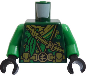 LEGO Dark Green Torso with Dark Tan Belt and Green Leaves (Lloyd) (973)