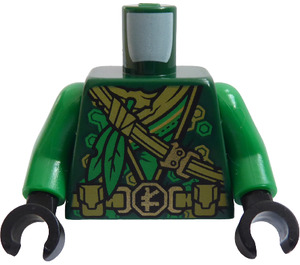 LEGO Vert foncé Torse avec Dark Tan Courroie et Green Feuilles (Lloyd) (973)