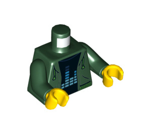 LEGO Dunkelgrün Torso mit Hoodie over Schwarz Shirt mit Equalizer Bars (973 / 76382)