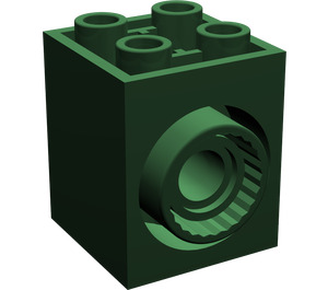 LEGO Dark Green Turntable Brick 2 x 2 x 2 with 2 Holes and Click Rotation Ring (41533)