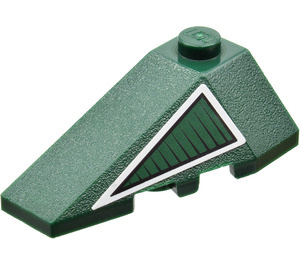 LEGO Dark Green Wedge 2 x 4 Triple Left with Dark Green Triangle with White Border Sticker (43710)