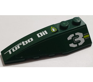 LEGO Dark Green Wedge 2 x 6 Double Left with 3 and 'Turbo Oil' Sticker (41748)