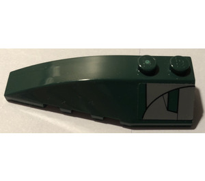 LEGO Dark Green Wedge 2 x 6 Double Left with Gray Sections Sticker (41748)