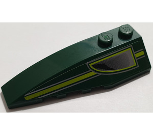 LEGO Dark Green Wedge 2 x 6 Double Left with Stripe and Air Outlet Sticker (41748)