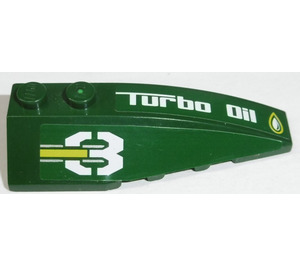 LEGO Dark Green Wedge 2 x 6 Double Right with 'TURBO OIL', '3' Sticker (41747)