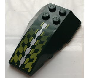 LEGO Dark Green Wedge 6 x 4 Triple Curved with Checkered Patten Sticker (43712)