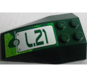 LEGO Dark Green Wedge 6 x 4 Triple Curved with 'L.21' Sticker (43712)