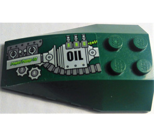 LEGO Dark Green Wedge 6 x 4 Triple Curved with power pump 73 / oil  - left side Sticker (43712)
