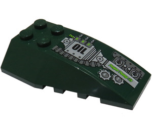 LEGO Dark Green Wedge 6 x 4 Triple Curved with "Power Pump 73" Right Sticker (43712)