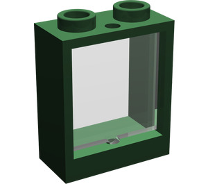 LEGO Dark Green Window 1 x 2 x 2 without Sill with Transparent Glass