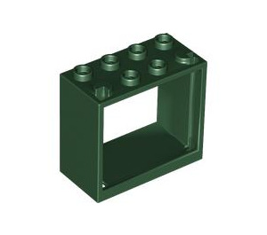 LEGO Dark Green Window 2 x 4 x 3 with Square Holes (60598)