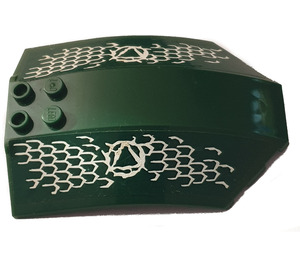 LEGO Dark Green Windscreen 6 x 8 x 2 Curved with Fish Scales and Atlantis Logo Triangle (Left) Sticker (41751)