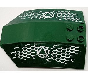 LEGO Dark Green Windscreen 6 x 8 x 2 Curved with Fish Scales and Atlantis Logo Triangle (Right) Sticker (41751)