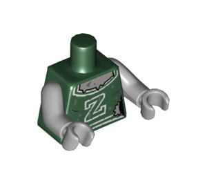 LEGO Dark Green Zombie Cheerleader Minifig Torso with Medium Stone Arms and Medium Stone Hands (973 / 88585)