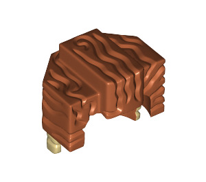 LEGO Donkeroranje Blocky Haar naar achteren geveegd met Zandbruin Ends (15846 / 50000)