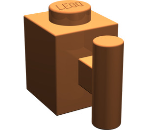LEGO Dunkelorange Backstein 1 x 1 mit Griff (2921 / 28917)
