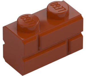 LEGO Темно-помаранчевий Цегла 1 x 2 з Embossed Bricks (98283)