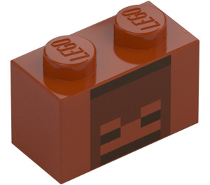 LEGO Dunkles Orange Stein 1 x 2 mit Verpixelt Minecraft Gesicht mit Unterrohr (3004)