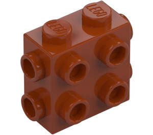 LEGO Tmavě oranžová Kostka 1 x 2 x 1.6 s Postranní a Koncovka Cvočky (67329)