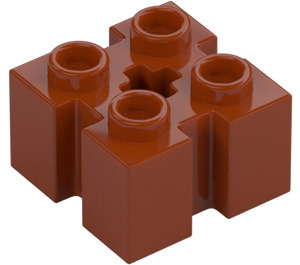 LEGO Mörk Orange Kloss 2 x 2 med Slots och Axlehole (39683 / 90258)