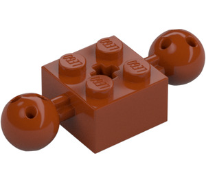 LEGO Dark Orange Brick 2 x 2 with Two Ball Joints with Holes in Ball and axle hole (17114)