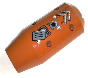 LEGO Dark Orange Cylinder 6 x 3 x 10 Half with Taper and Four Pin Holes with Metal Patches Sticker (57792)