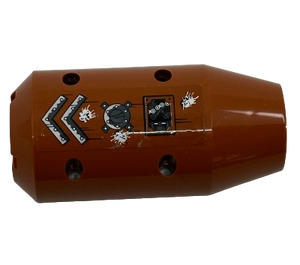 LEGO Dark Orange Cylinder 6 x 3 x 10 Half with Taper and Four Pin Holes with Rivets and Exposed Air Vent (Model Right) Sticker (57792)