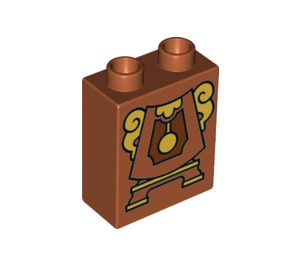 LEGO Dark Orange Duplo Brick 1 x 2 x 2 with Clock base  with Bottom Tube (15847 / 36611)