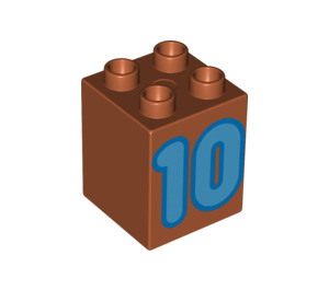 LEGO Dark Orange Duplo Brick 2 x 2 x 2 with 10 (11942 / 31110)