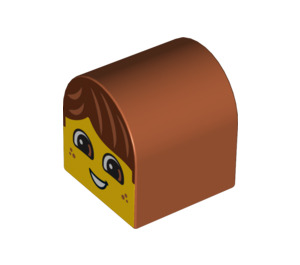 LEGO Dark Orange Duplo Brick 2 x 2 x 2 with Curved Top with Boy Face (3664 / 99879)