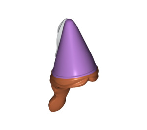 LEGO Dark Orange Hair in Braid and Medium Lavender Cone Hat with White Ribbon (18143)