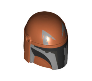 LEGO Dark Orange Helmet with Sides Holes with Mandalorian Warrior Gray and Black (66554 / 87610)