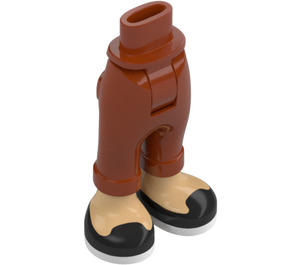 LEGO Dark Orange Hip with Short Trousers with Black Slippers