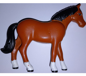 LEGO Dunkelorange Pferd mit Schwarz Schwanz und Weiß und Schwarz Shoes mit Schwarz Mane und Schwanz und Weiß Blaze und Feet Muster (6171)