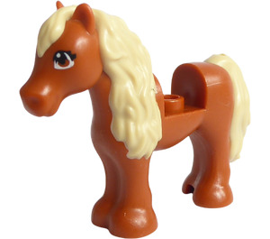 LEGO Arancione scuro Cavallo con Beige Capelli e Marrone Occhi (77477)