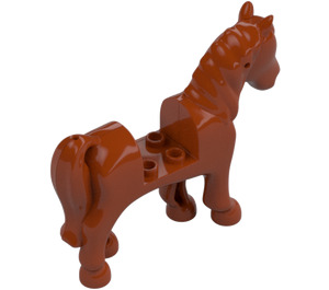 LEGO Dunkelorange Pferd mit Weiß Vorderseite (93085)