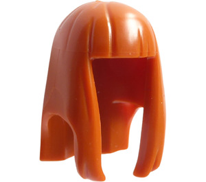 LEGO Dunkelorange Langes Haar mit Gerade Pony (Gummi) (17346)