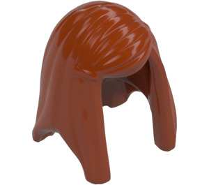 LEGO Mørk orange Lang Lige Hår med Side Part (92083)