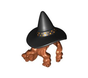 LEGO Dark Orange Long Wavy Hair with Black Witch Hat (104996)