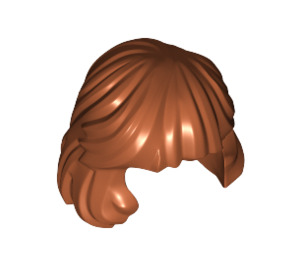 LEGO Dunkelorange Mittlere Länge Haar, gekämmt Behind Ear (36037)