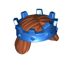 레고 다크 오렌지 중간 길이의 머리카락 ~와 함께 파란색 왕관 (34810)
