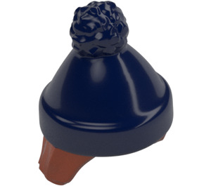 LEGO Donkeroranje Midden lengte Recht Haar met Dark Blauw Bobble Hoed (68502)