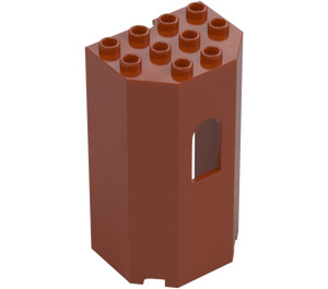 LEGO Dark Orange Panel 3 x 4 x 6 Turret Wall with Window (30246)