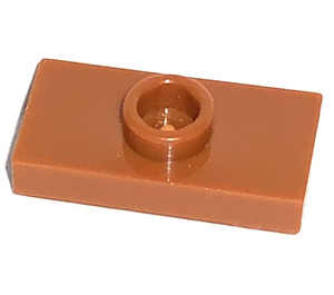 LEGO Mörk Orange Platta 1 x 2 med 1 Knopp (med skåra) (3794 / 15573)