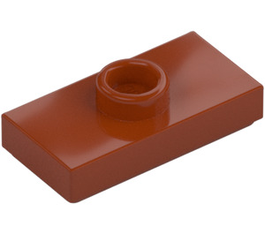 LEGO Mørk oransje Plate 1 x 2 med 1 Knott (med rille og bunnknottholder) (15573 / 78823)