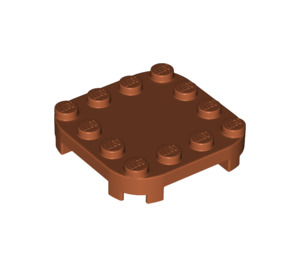LEGO Donkeroranje Plaat 4 x 4 x 0.7 met Afgeronde hoeken en Empty Middle (66792)