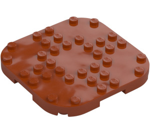 LEGO Mørk orange Plade 8 x 8 x 0.7 med Rundede hjørner (66790)