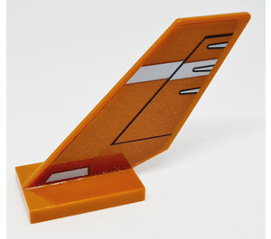 LEGO Dark Orange Shuttle Tail 2 x 6 x 4 with Two Gray Stripes and Rudder on both sides Sticker (6239)