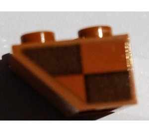 LEGO Orange sombre Pente 2 x 2 (45°) Inversé avec Deux checks Autocollant avec entretoise plate en dessous (3660)